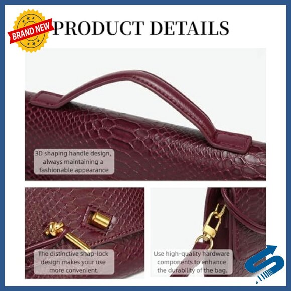 Crocodile Embossed PU Leather Clutch with Removable Strap, 12x5x2